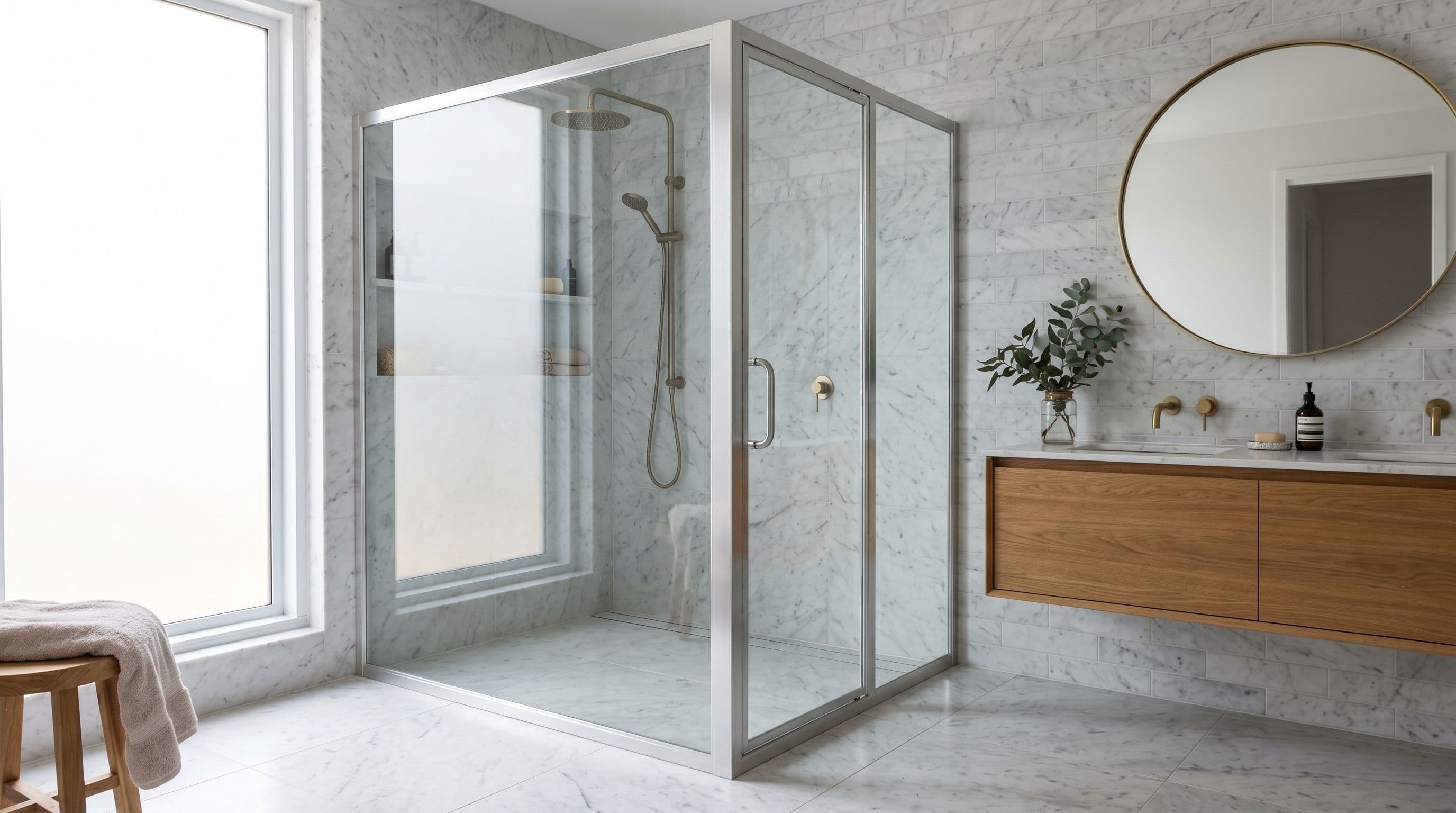 Framed shower screens by M.C Glass & Glazing in Adelaide