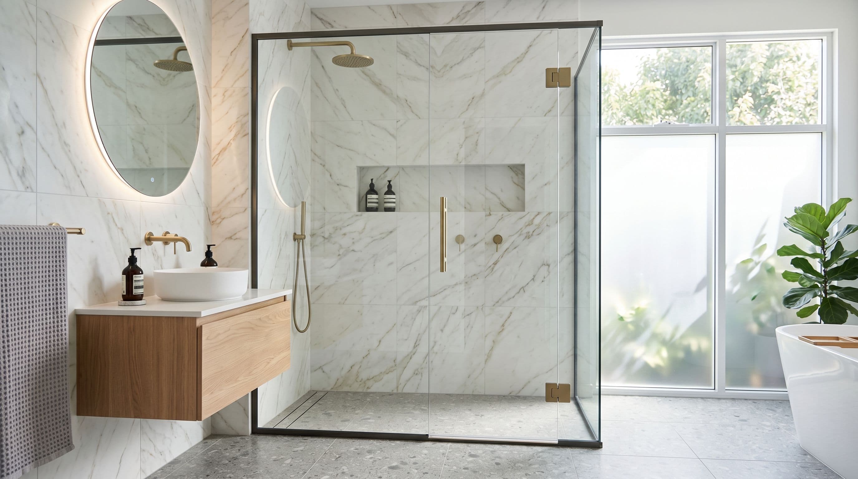 Semi-frameless shower screens by M.C Glass & Glazing in Adelaide
